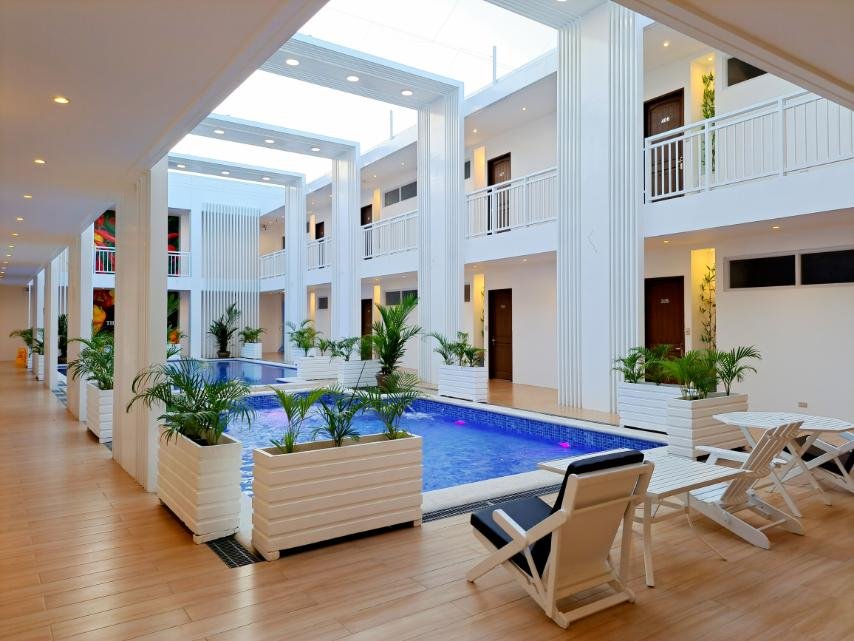 Swimming pool lounge area